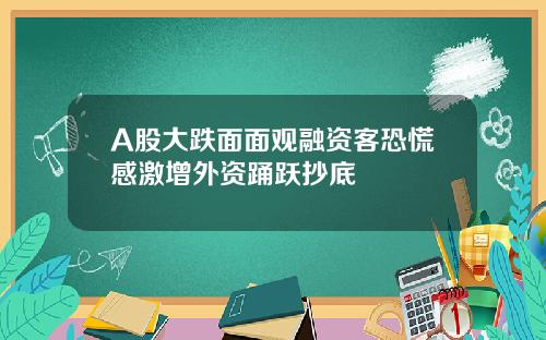 A股大跌面面观融资客恐慌感激增外资踊跃抄底