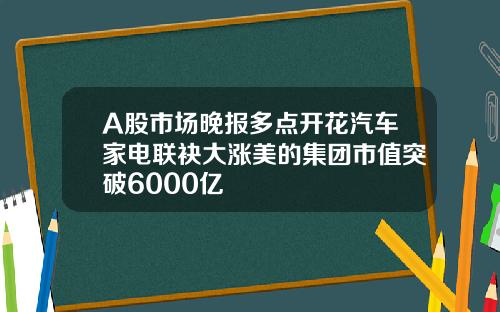 A股市场晚报多点开花汽车家电联袂大涨美的集团市值突破6000亿