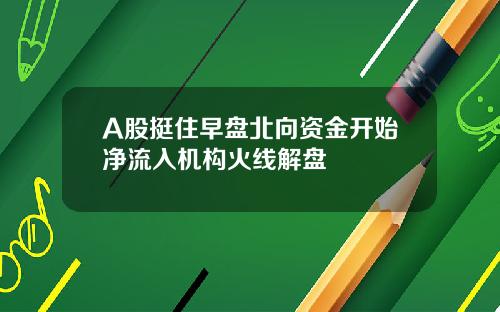 A股挺住早盘北向资金开始净流入机构火线解盘