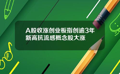 A股收涨创业板指创逾3年新高抗流感概念股大涨