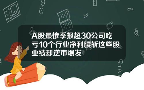 A股最惨季报超30公司吃亏10个行业净利腰斩这些股业绩却逆市爆发