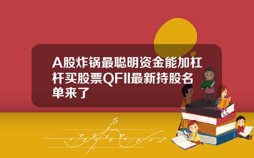 A股炸锅最聪明资金能加杠杆买股票QFII最新持股名单来了