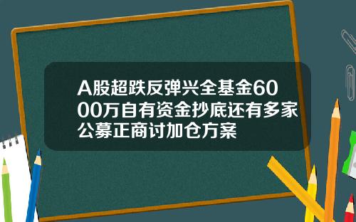 A股超跌反弹兴全基金6000万自有资金抄底还有多家公募正商讨加仓方案