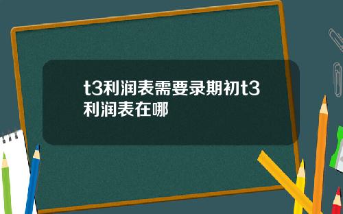 t3利润表需要录期初t3利润表在哪