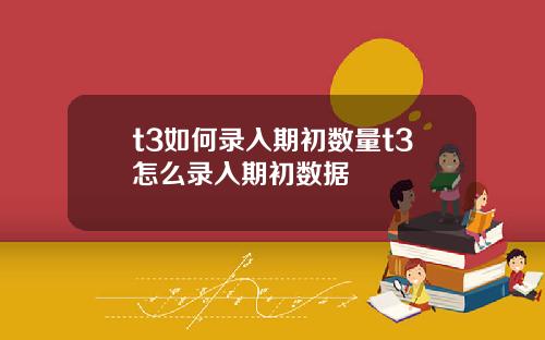 t3如何录入期初数量t3怎么录入期初数据