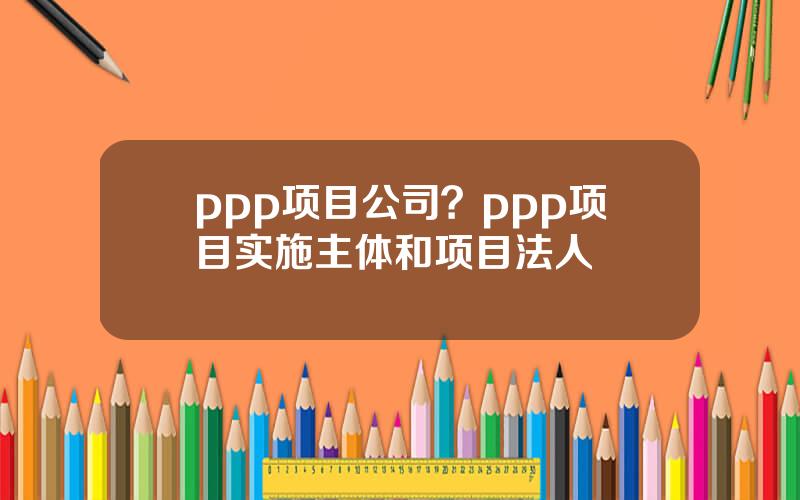 ppp项目公司？ppp项目实施主体和项目法人