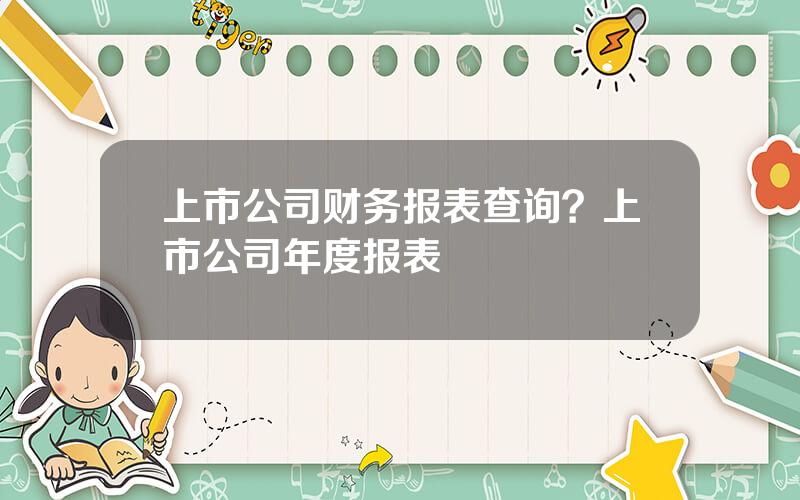 上市公司财务报表查询？上市公司年度报表