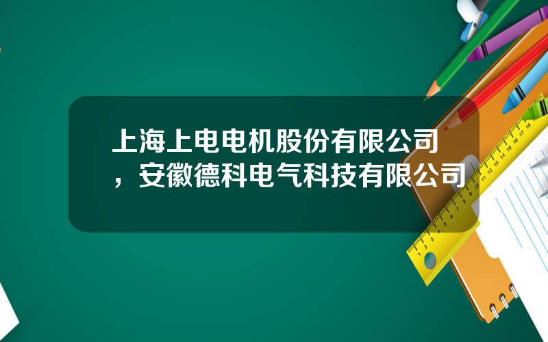 上海上电电机股份有限公司，安徽德科电气科技有限公司