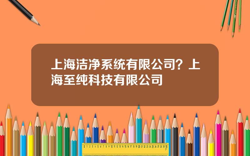 上海洁净系统有限公司？上海至纯科技有限公司