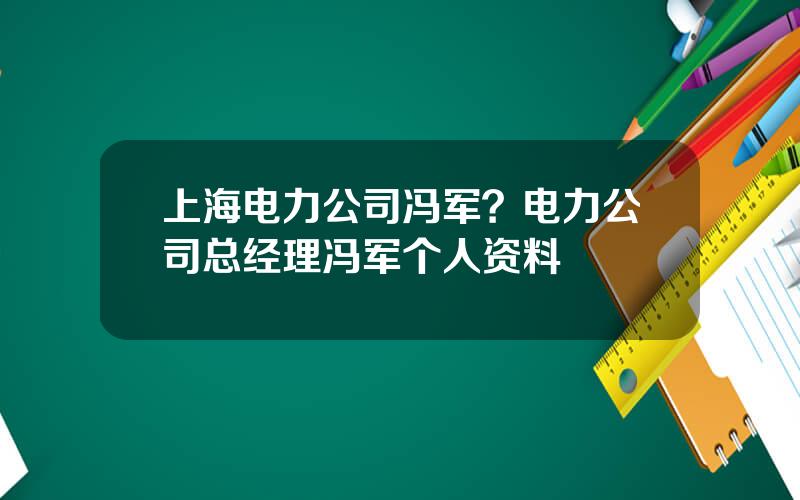 上海电力公司冯军？电力公司总经理冯军个人资料