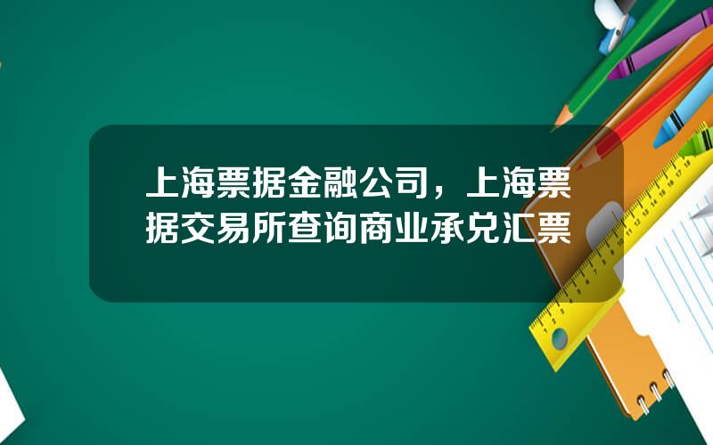 上海票据金融公司，上海票据交易所查询商业承兑汇票