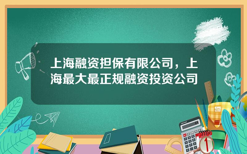 上海融资担保有限公司，上海最大最正规融资投资公司