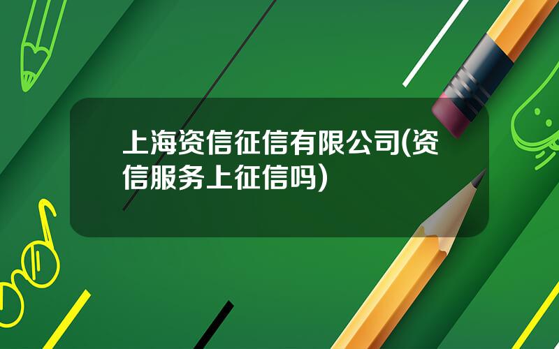 上海资信征信有限公司(资信服务上征信吗)