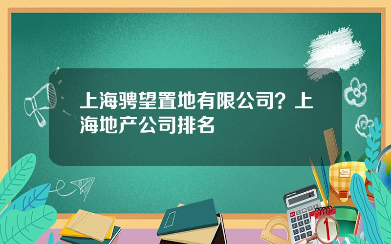 上海骋望置地有限公司？上海地产公司排名