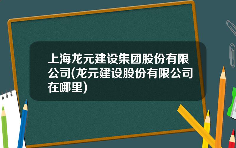 上海龙元建设集团股份有限公司(龙元建设股份有限公司在哪里)