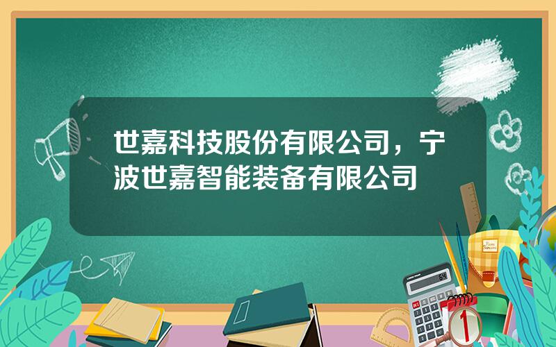 世嘉科技股份有限公司，宁波世嘉智能装备有限公司