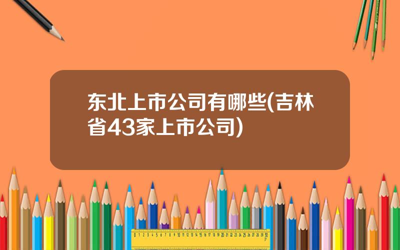 东北上市公司有哪些(吉林省43家上市公司)