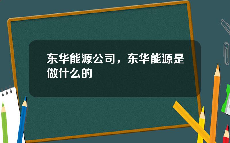 东华能源公司，东华能源是做什么的