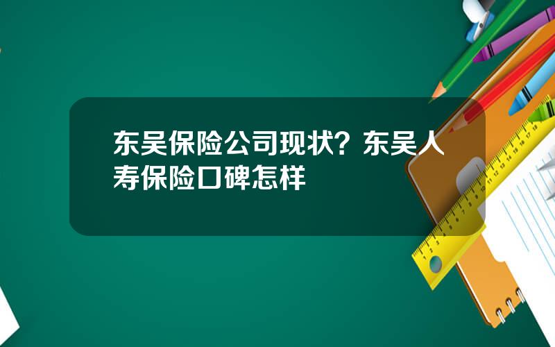 东吴保险公司现状？东吴人寿保险口碑怎样