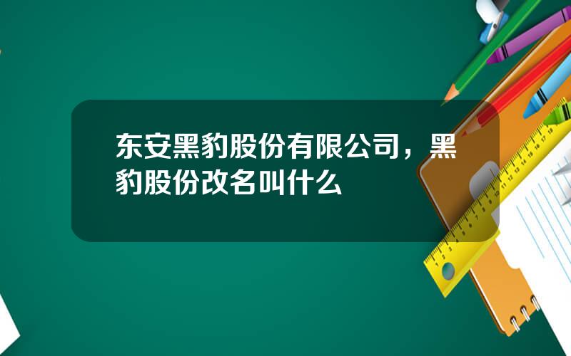 东安黑豹股份有限公司，黑豹股份改名叫什么