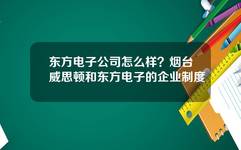 东方电子公司怎么样？烟台威思顿和东方电子的企业制度