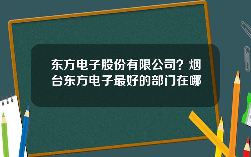 东方电子股份有限公司？烟台东方电子最好的部门在哪