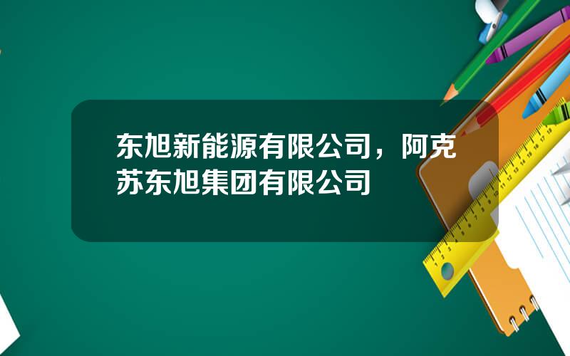 东旭新能源有限公司，阿克苏东旭集团有限公司