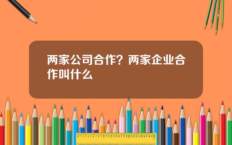 两家公司合作？两家企业合作叫什么