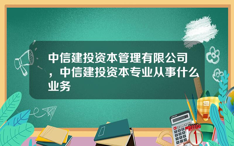 中信建投资本管理有限公司，中信建投资本专业从事什么业务