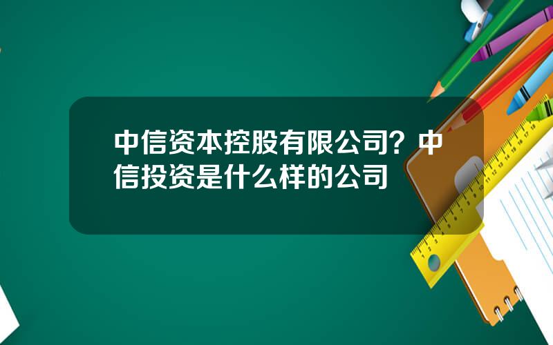 中信资本控股有限公司？中信投资是什么样的公司