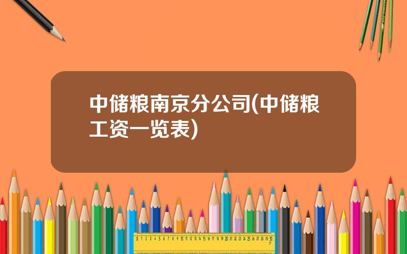 中储粮南京分公司(中储粮工资一览表)