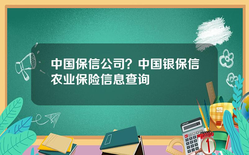 中国保信公司？中国银保信农业保险信息查询