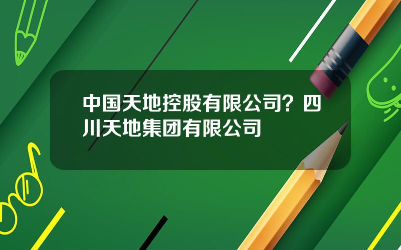 中国天地控股有限公司？四川天地集团有限公司