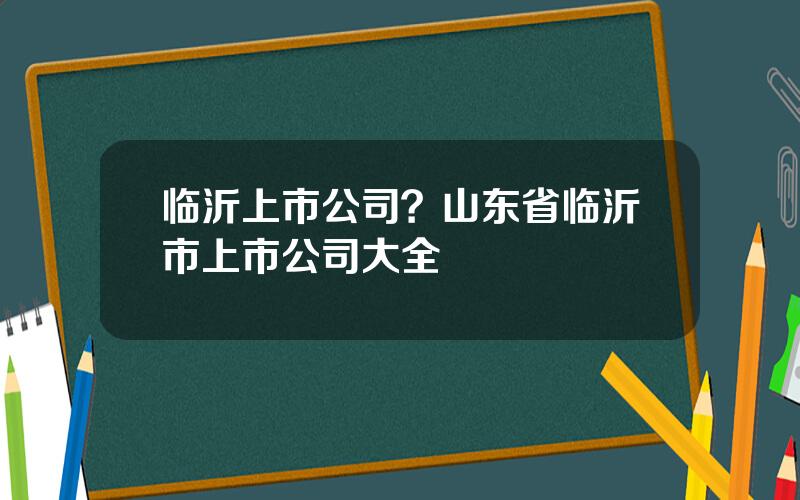 临沂上市公司？山东省临沂市上市公司大全