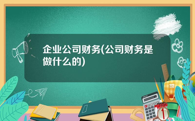 企业公司财务(公司财务是做什么的)