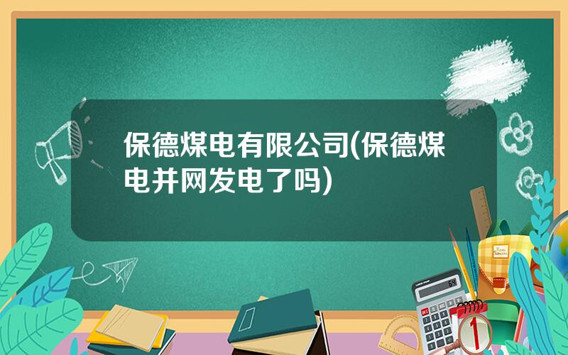 保德煤电有限公司(保德煤电并网发电了吗)