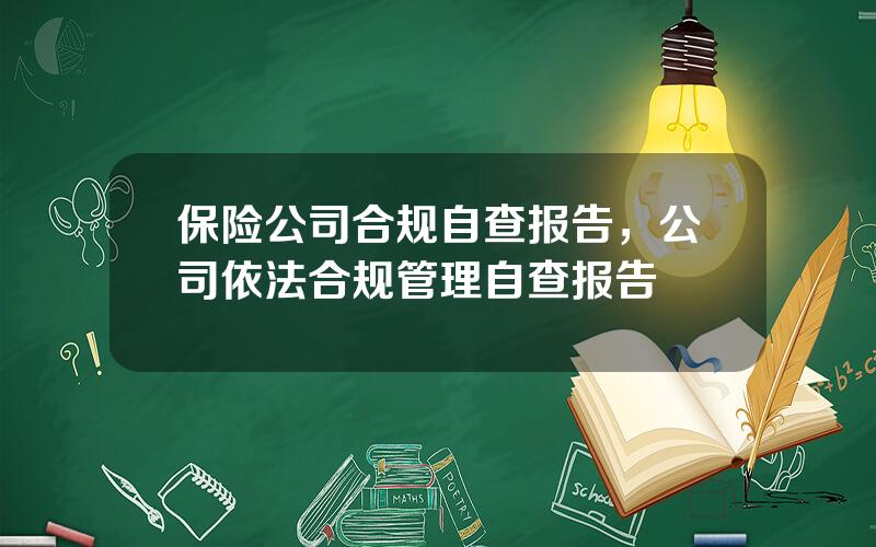 保险公司合规自查报告，公司依法合规管理自查报告