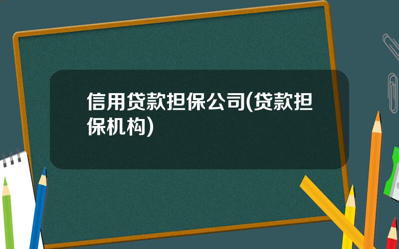 信用贷款担保公司(贷款担保机构)