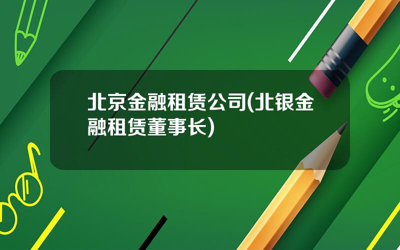 北京金融租赁公司(北银金融租赁董事长)