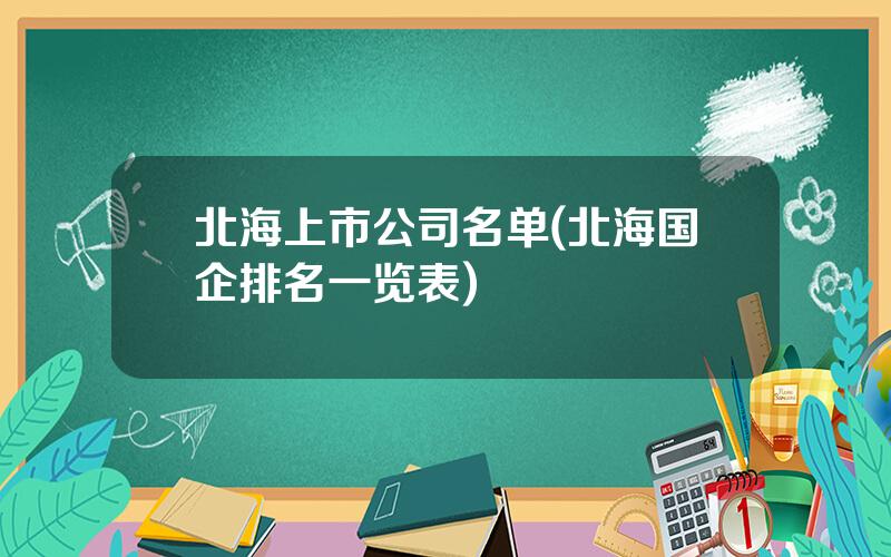 北海上市公司名单(北海国企排名一览表)