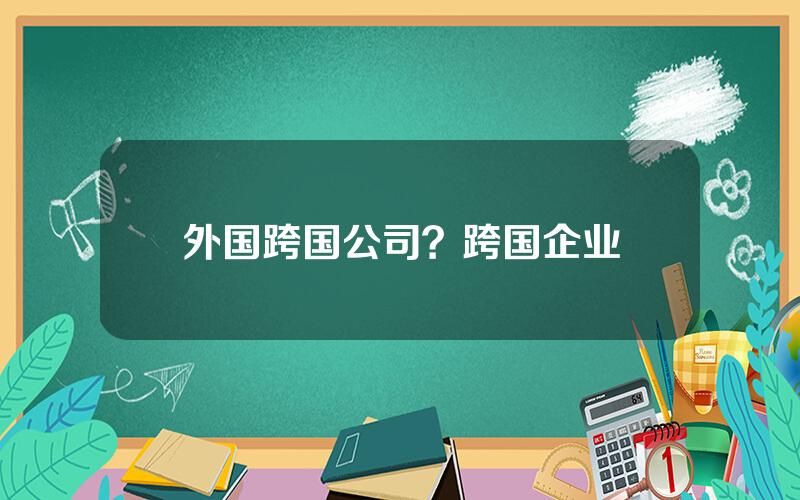 外国跨国公司？跨国企业