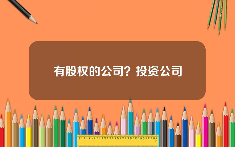 有股权的公司？投资公司