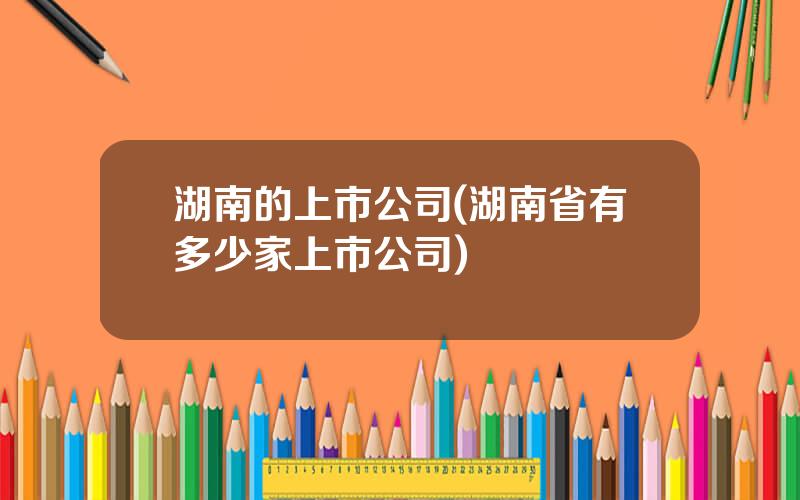 湖南的上市公司(湖南省有多少家上市公司)