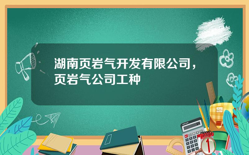 湖南页岩气开发有限公司，页岩气公司工种